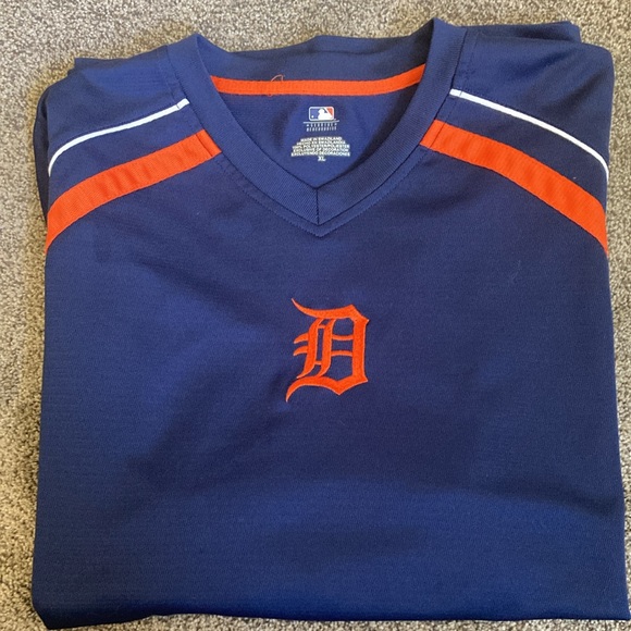 Detroit Tigers MLB Mens shirt jersey style XL blue embroidered orange D v neck - Picture 2 of 5